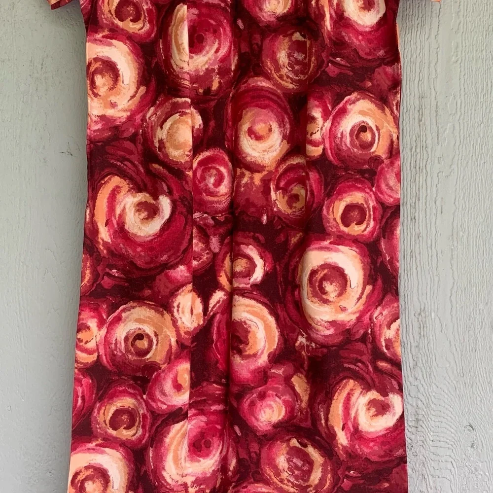 Vintage 60’s Ui- Maikai Floral Shift Dress Orange & Red Size 32 US 4/6 - Picture 3 of 12